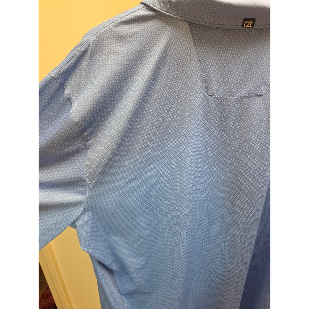 Cutter & Buck Mens XXL‎ Blue Geometric Polo Shirt NIAAA Logo Recycled Stretch - Picture 5 of 8